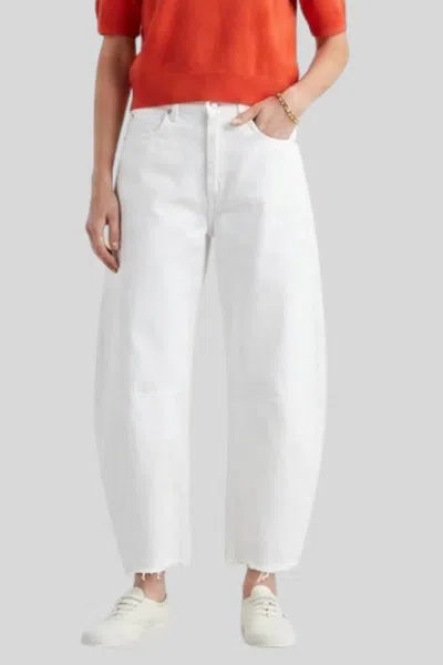 Frame The Bubble Crop Jeans In White New Fray