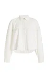 Frame The Bubble Cropped Cotton Shirt In White