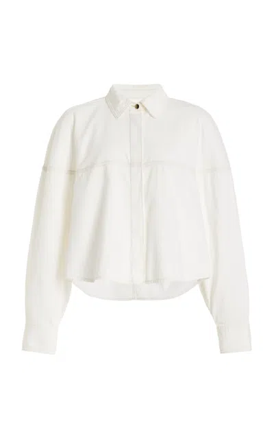 Frame The Bubble Cropped Cotton Shirt In White