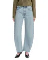 Frame The Bubble High Rise Crop Barrel Leg Jeans In Outlaw Raw Fray