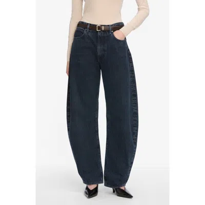 Frame The Bubble High Waist Barrel Jeans In Dorado