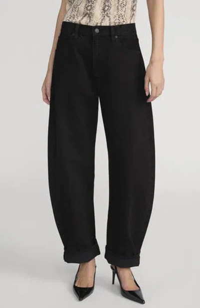 Frame The Bubble High Waist Barrel Leg Jeans In Black