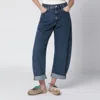 Frame The Bubble Blue Jeans With Structured Leg And Turn-up Hem In Denim Woman In Blue
