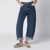 Frame The Bubble Blue Jeans With Structured Leg And Turn-up Hem In Denim Woman In Multi