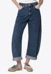 Frame The Bubble Blue Jeans With Structured Leg And Turn-up Hem In Denim Woman In Multi