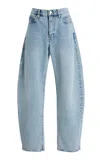 Frame The Bubble High Rise Barrel Leg Jeans In Medium Wash