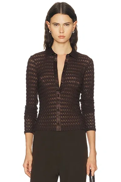 Frame Satin-collar Bubble-stitch Shirt In Brown