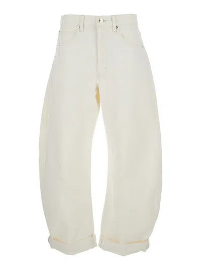 Frame 'the Bubble' White Five-pocket Jeans With Balloon Legs In Denim Woman