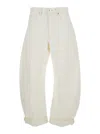 Frame The Bubble White Five-pocket Jeans With Balloon Legs In Denim Woman In White