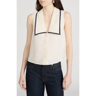 Frame The Cabana Linen Button-up Top In Neutral