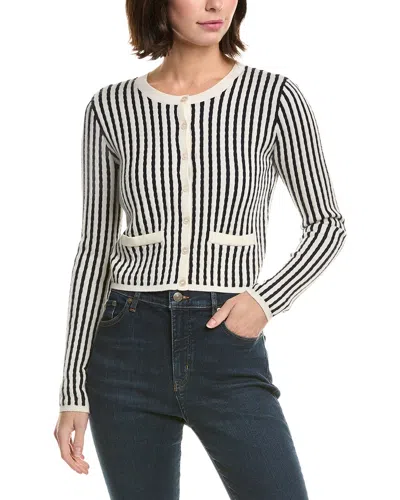 Frame Striped Cable-knit Cashmere And Silk-blend Cardigan In Multi