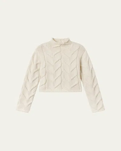 Frame The Cable Funnel Sweater In White