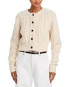 Frame The Cable Knit Cashmere Cardigan Sweater In White