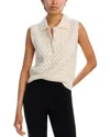 Frame Cable-knit Wool Polo Vest In Cream