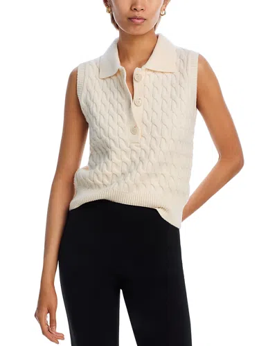 Frame The Cable Knit Polo Vest In Cream