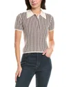 Frame Striped Cable-knit Cashmere And Silk-blend Polo Shirt In Multi