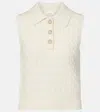 Frame Cable-knit Wool Polo Vest In Beige