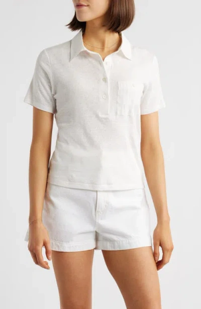 Frame The Caddy Stretch Linen Polo In Cream