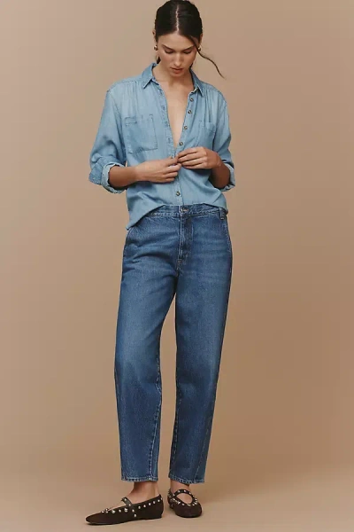 Frame The Candle Trouser Mid-rise Tapered Jeans In Blue