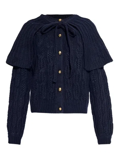 Frame The Cape Cable-knit Cardigan In Blue