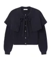 Frame Cape-effect Cable-knit Wool-blend Cardigan In Blue