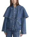 Frame Womens Figure The Cape Boxy-fit Denim Jacket In Blue