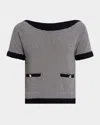 Frame The Stripe Boat Neck Cashmere Sweater In Navy Multi