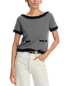 Frame The Stripe Boat Neck Cashmere Sweater In Navy Multi
