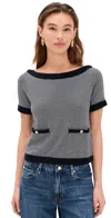 Frame Womens The Boatneck Stripe Cashmere Knitted Top Navy Multi In Navy Multi