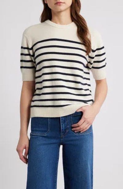 Frame The Cashmere Easy Crew Sweater In Navy Multi