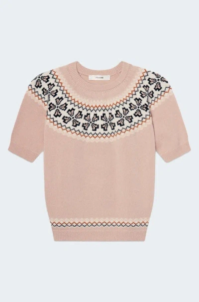 Frame The Cashmere Fairisle In Pink Sand