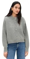 Frame The Cashmere Fleck Cardigan Silver In Gray