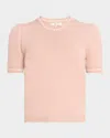Frame The Cashmere Gathered Sweater In Light Pink Multi