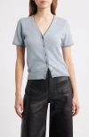 Frame The Cashmere Mesh Trim Cardigan In Blue