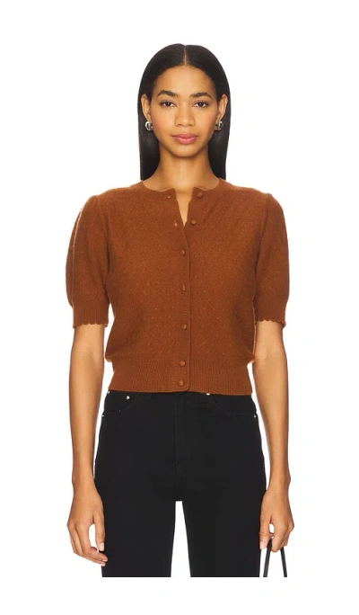 Frame The Cashmere Pointelle Cardi In Brown