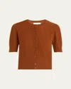 Frame The Cashmere Pointelle Cardi Chestnut