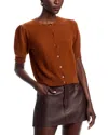 Frame The Cashmere Pointelle Cardi Chestnut In Brown