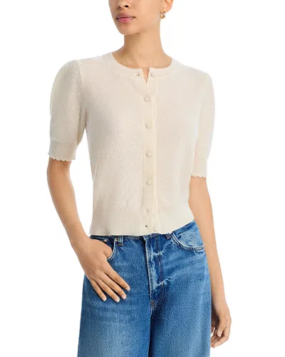 Frame The Cashmere Pointelle Cardigan In White