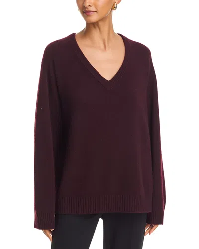 Frame The Cashmere Relaxed V Sweater In Currant