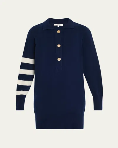 Frame The Cashmere Rugby Tunic Dress In Navy Multi