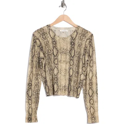 Frame The Cashmere Snake Print Cardigan In Camel Mult