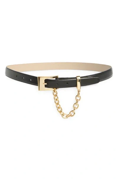 Frame The Chain Detail Leather Belt In Black
