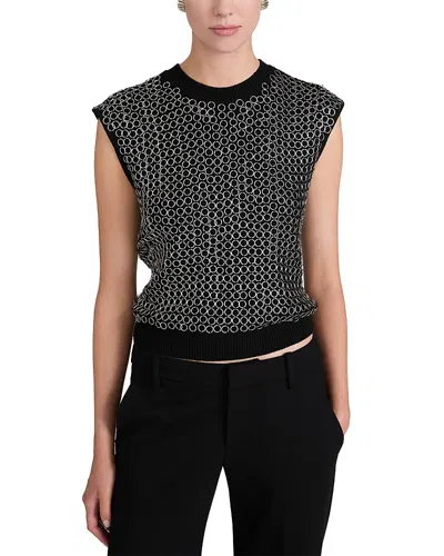 Frame The Chainmail Shell Sleeveless Wool Top In Black