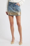 Frame The Champagne Denim Miniskirt In Blue