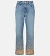 Frame The Champagne Embellished Straight Jeans In Blue
