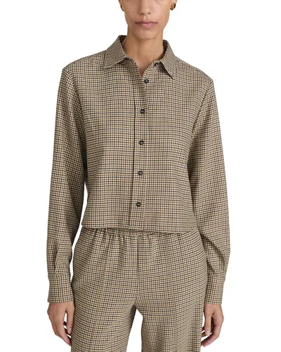 Frame The Charles Check Wool Blend Cropped Shirt In Multi