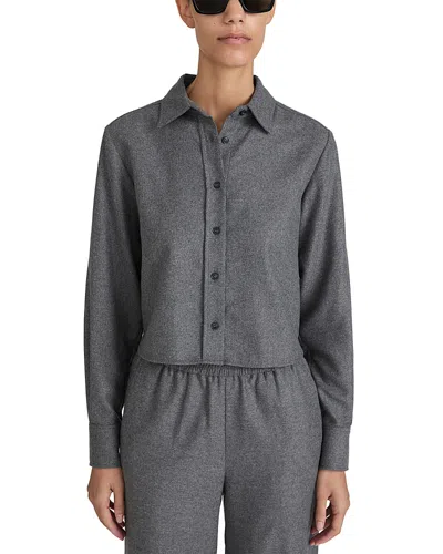 Frame The Charles Wool Blend Cropped Shirt In Gray