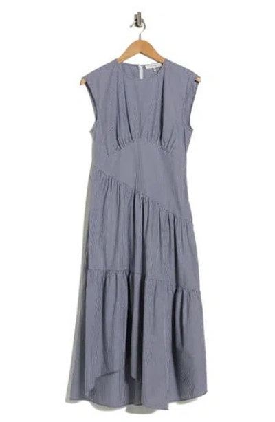 Frame The Check Sleeveless Gathered Cotton Dress In Gray