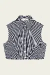 Frame The Check Top In Navy Multi In Blue