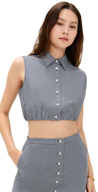 Frame The Check Top Navy Multi In Gray